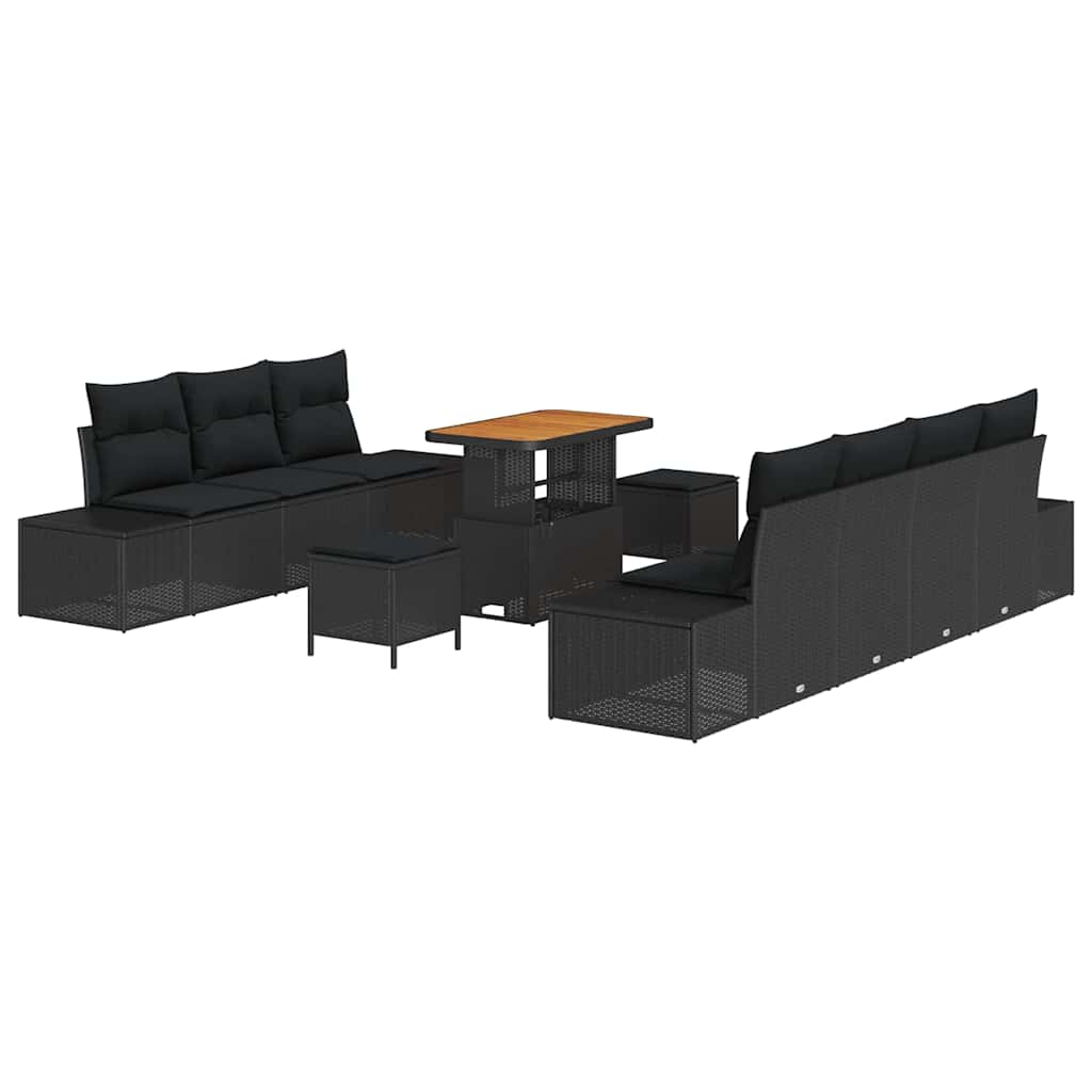8721288448187_wbg-an-m_en_hd_4 vidaXL Garden Sofa Set with Cushion 10 pcs Black 90 x 55 x 71 cm - Image 2
