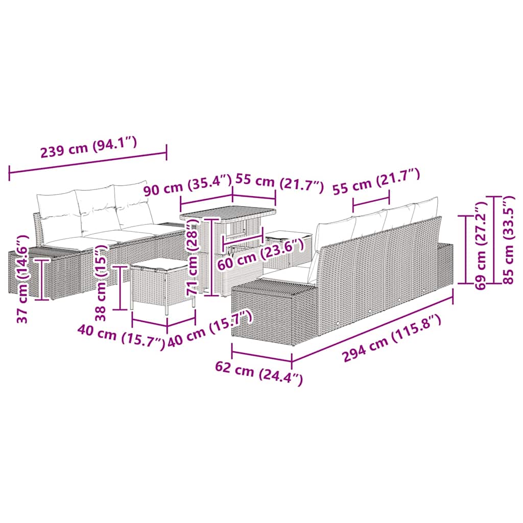 8721288448187_wbg-siz_en_hd_1 vidaXL Garden Sofa Set with Cushion 10 pcs Black 90 x 55 x 71 cm - Image 12