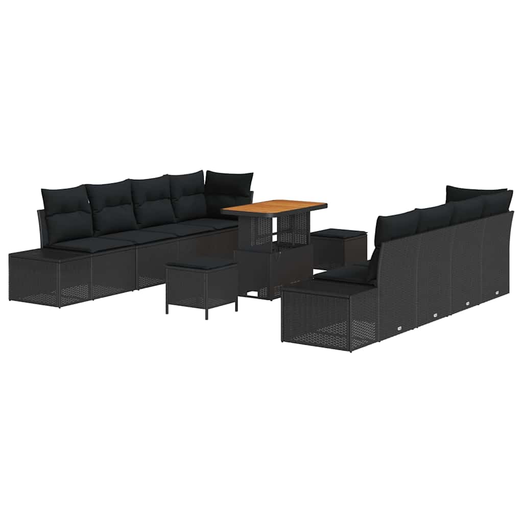 8721288448286_wbg-an-m_en_hd_5 vidaXL Garden Sofa Set with Cushion 11 pcs Black 90 x 55 x 71 cm - Image 2