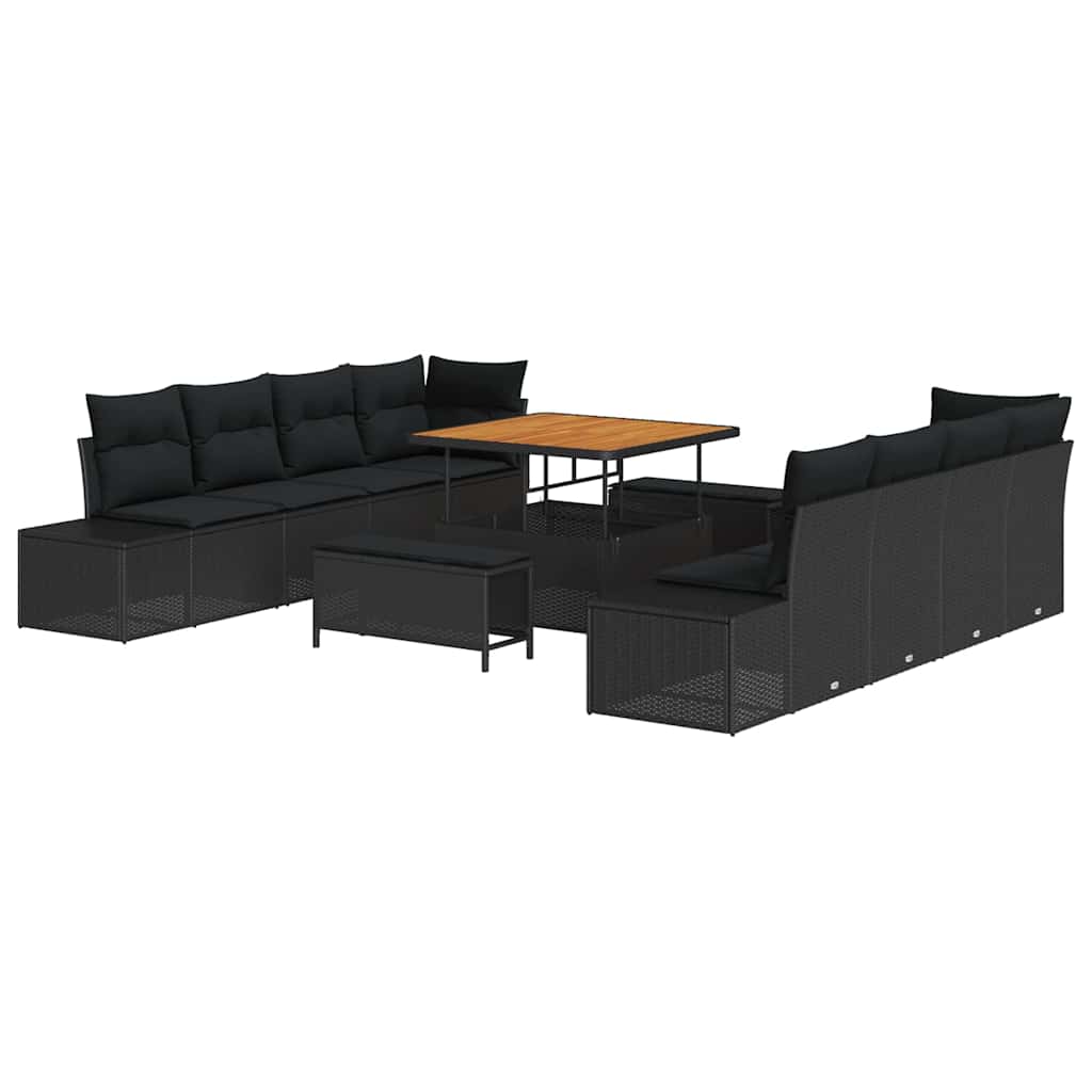 8721288448330_wbg-an-m_en_hd_5 vidaXL Garden Sofa Set with Cushion 11 pcs Black 100 x 100 x 71 cm - Image 2
