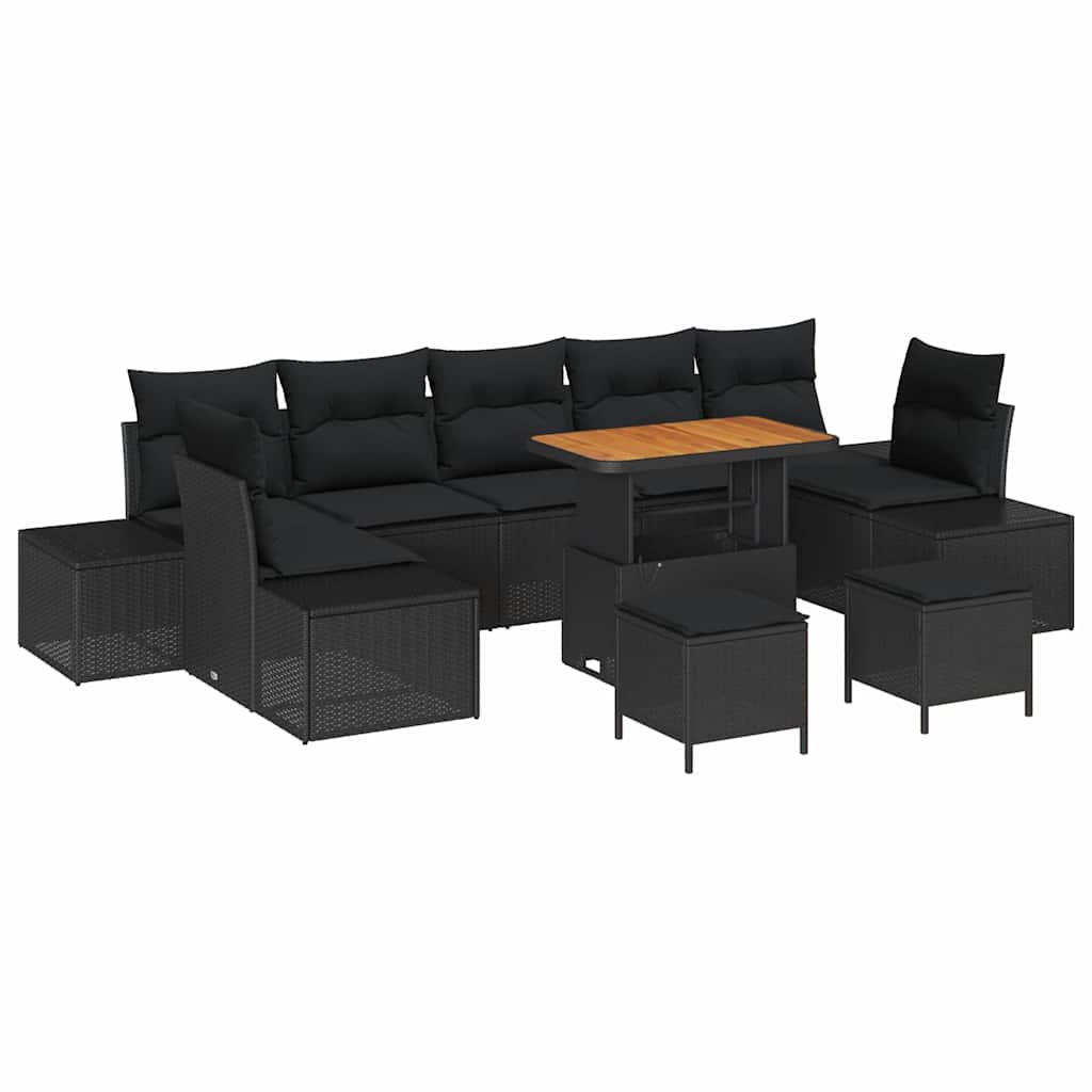 8721288448385_wbg-an-m_en_hd_4 vidaXL Garden Sofa Set with Cushion 10 pcs Black 90 x 55 x 71 cm - Image 2