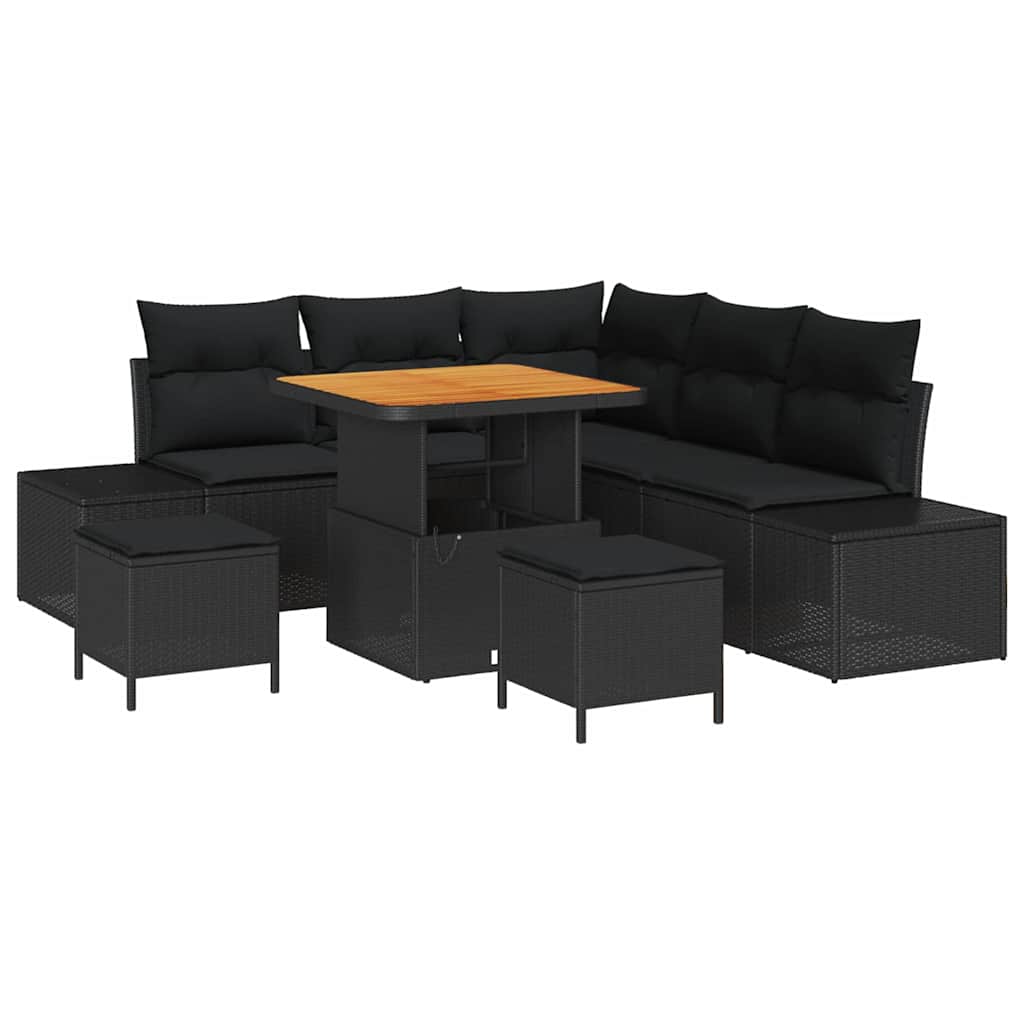 8721288448484_wbg-an-m_en_hd_5 vidaXL Garden Sofa Set with Storage 8 pcs Black Poly rattan - Image 2