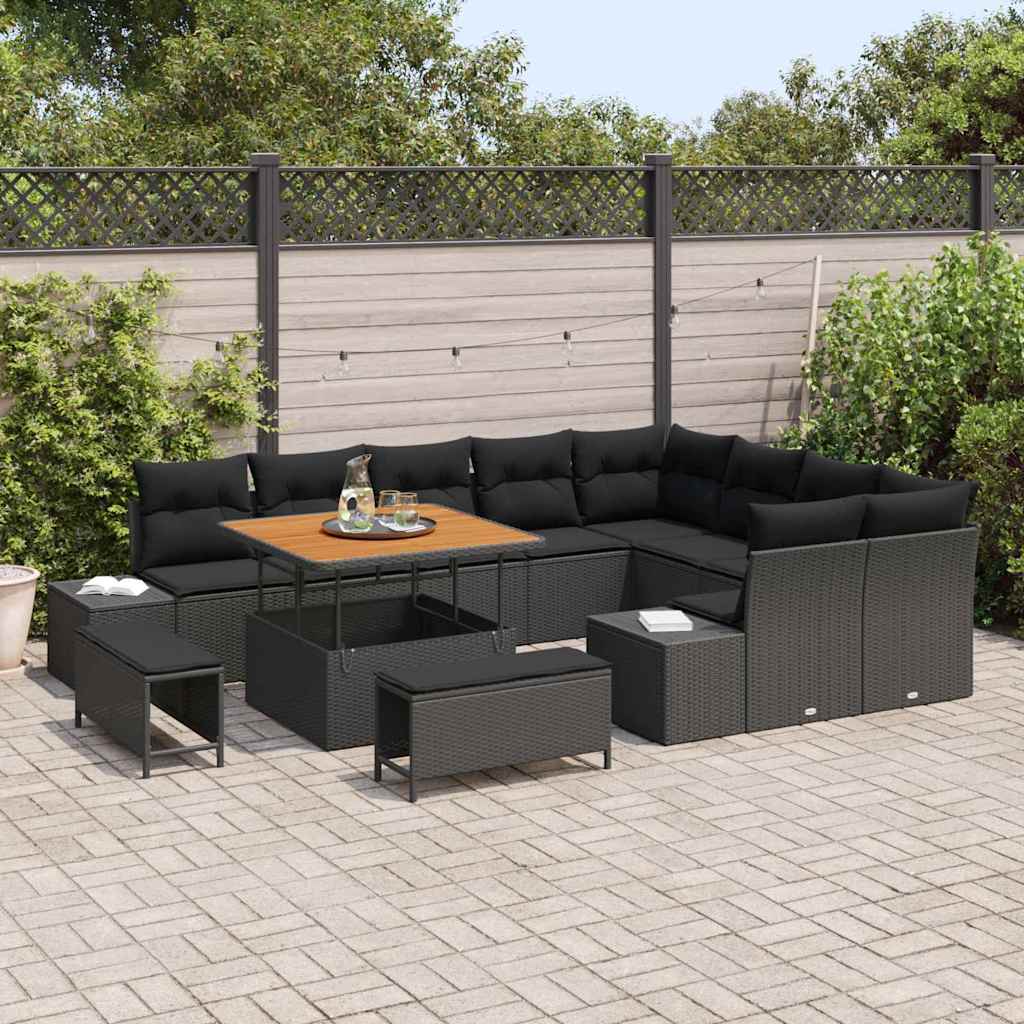 8721288448835_mo-im_en_hd_2 vidaXL Garden Sofa Set with Cushion 12 pcs Black 100 x 100 x 71 cm - Image 3