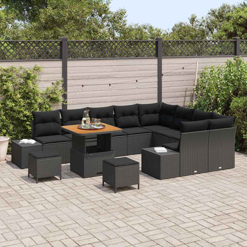 8721288448880_mo-im_en_hd_2 vidaXL Garden Sofa Set with Cushion 12 pcs Black 80 x 80 x 71 cm - Image 3