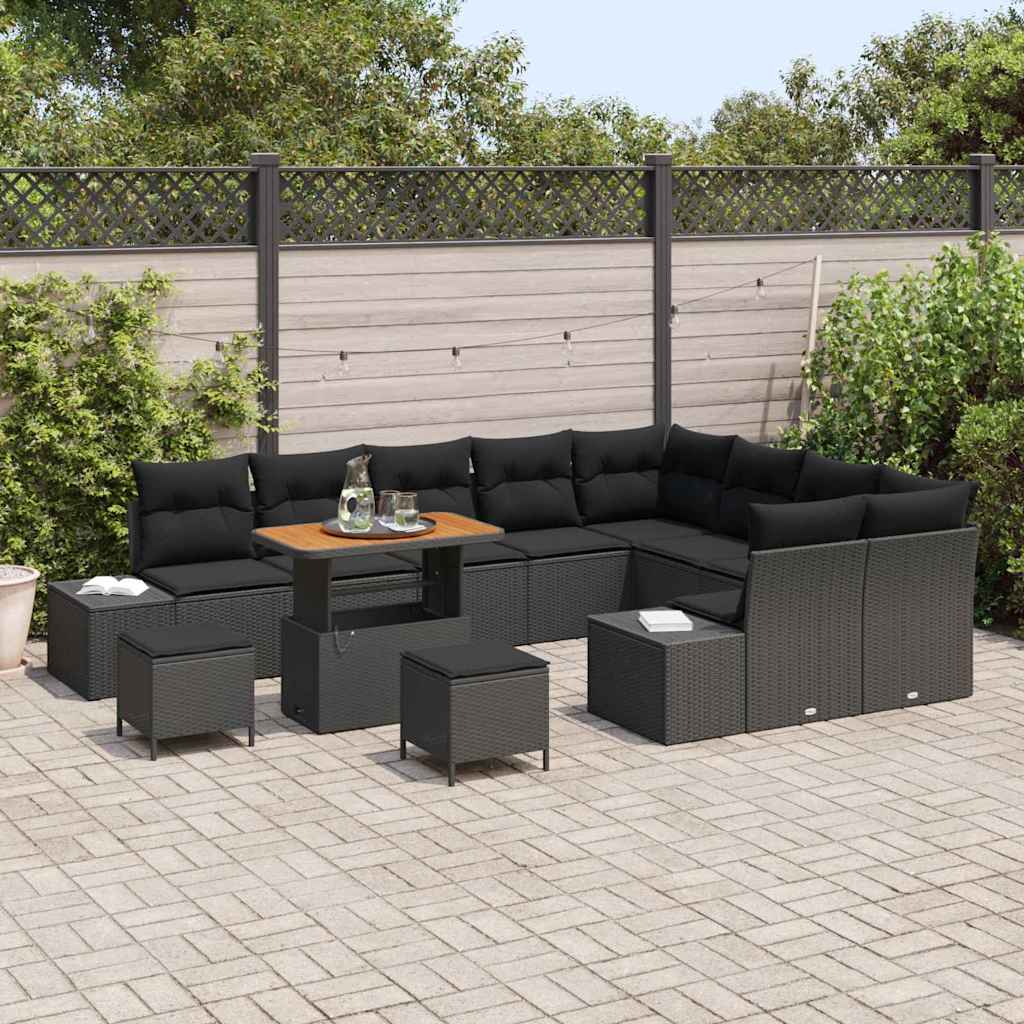 8721288448934_mo-im_en_hd_2 vidaXL Garden Sofa Set with Cushion 12 pcs Black 90 x 55 x 71 cm - Image 3
