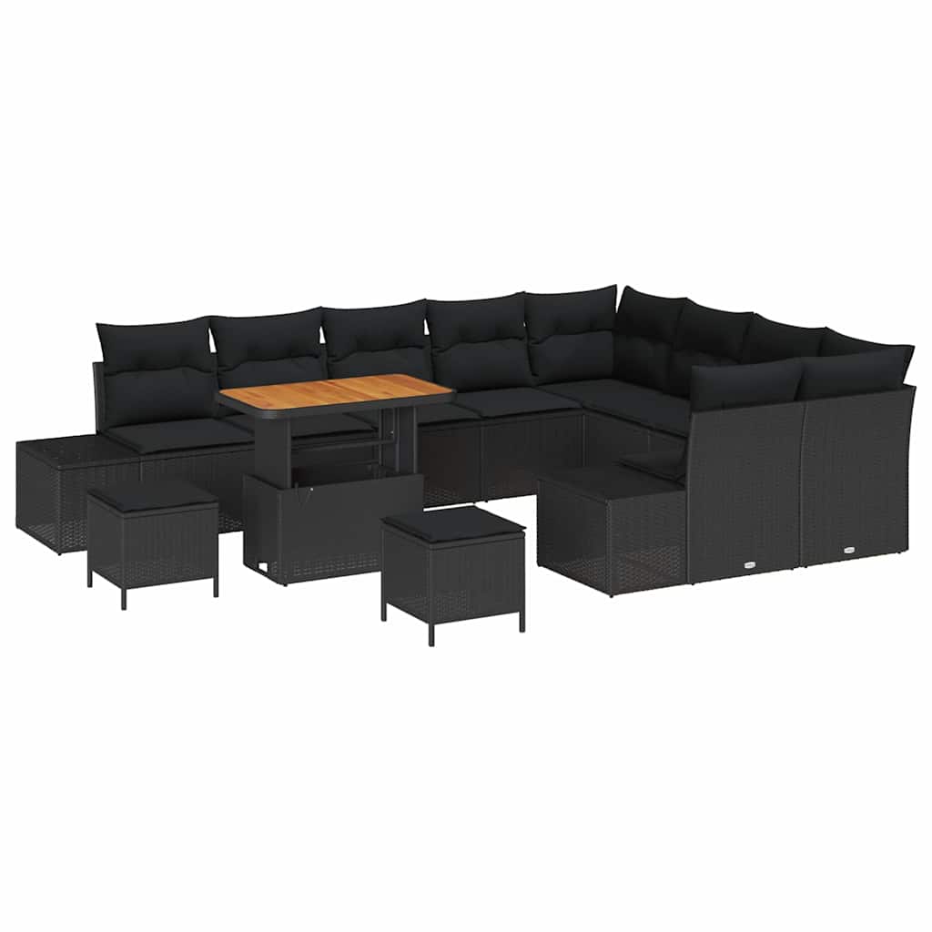 8721288448934_wbg-an-m_en_hd_5 vidaXL Garden Sofa Set with Cushion 12 pcs Black 90 x 55 x 71 cm - Image 2