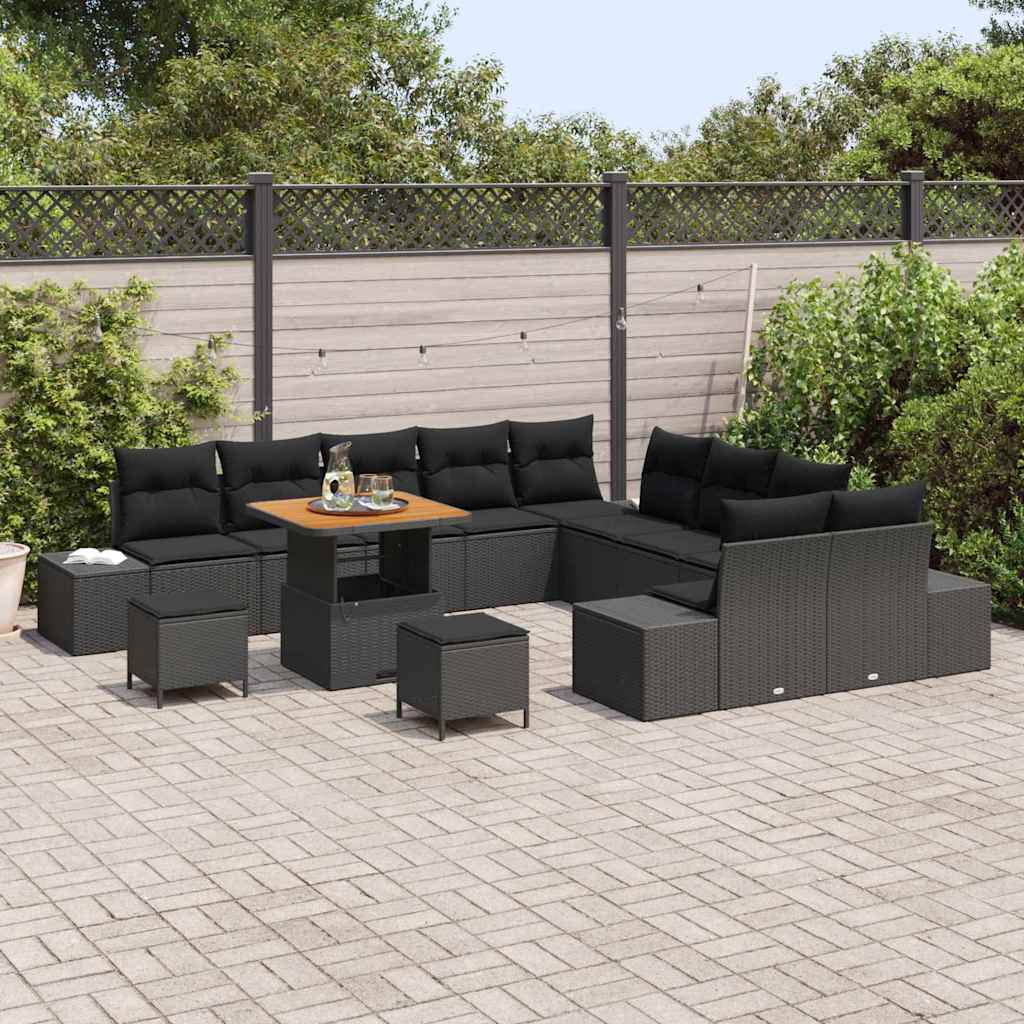8721288449085_mo-im_en_hd_2 vidaXL Garden Sofa Set with Cushion 13 pcs Black 80 x 80 x 71 cm - Image 3
