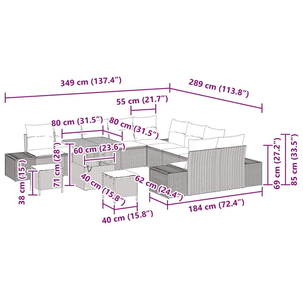8721288449085_wbg-siz_en_hd_1 vidaXL Garden Sofa Set with Cushion 13 pcs Black 80 x 80 x 71 cm - Image 12