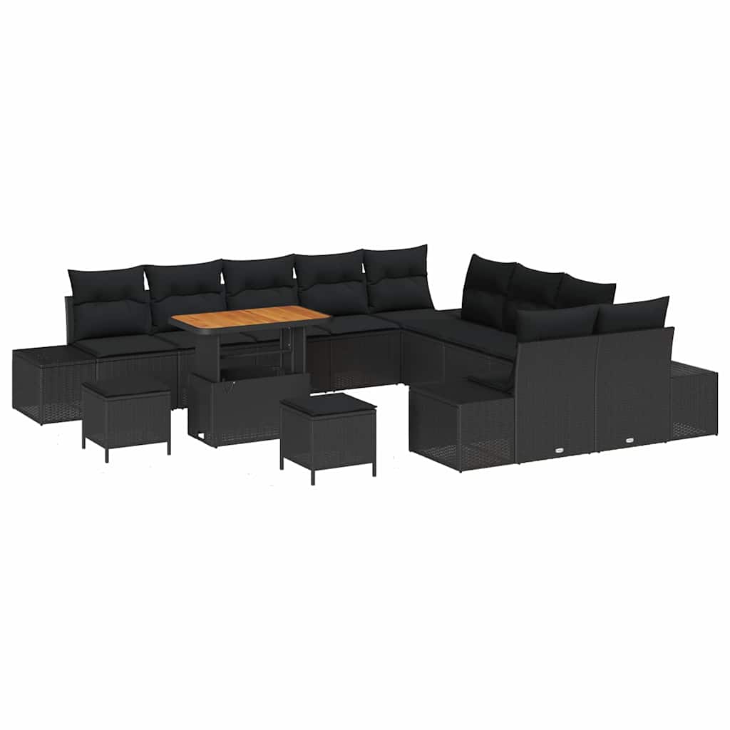 8721288449139_wbg-an-m_en_hd_4 vidaXL Garden Sofa Set with Cushion 13 pcs Black 90 x 55 x 71 cm - Image 2