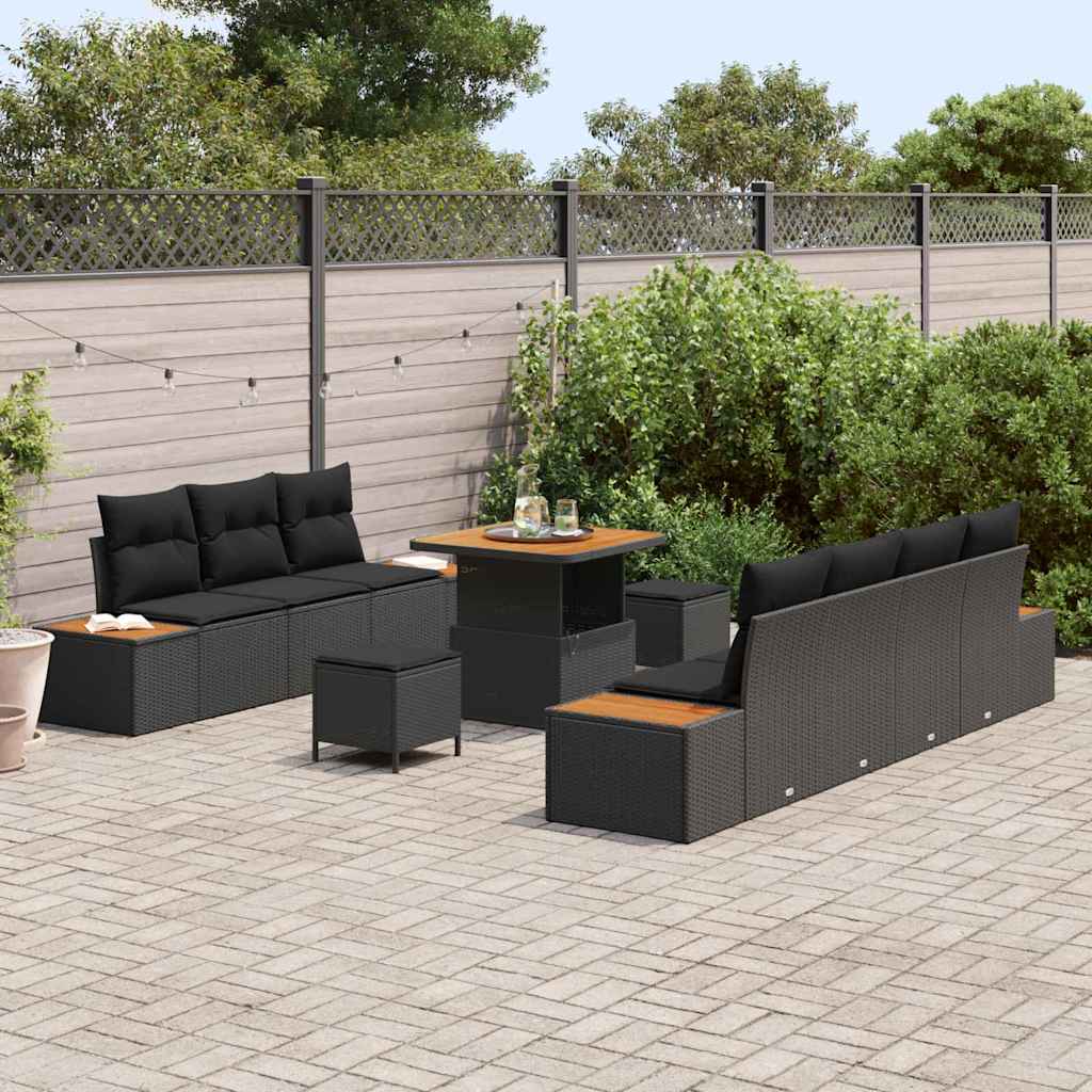 8721288449436_mo-im_en_hd_2 vidaXL Garden Sofa Set with Cushion 10 pcs Black 80 x 80 x 71 cm - Image 3