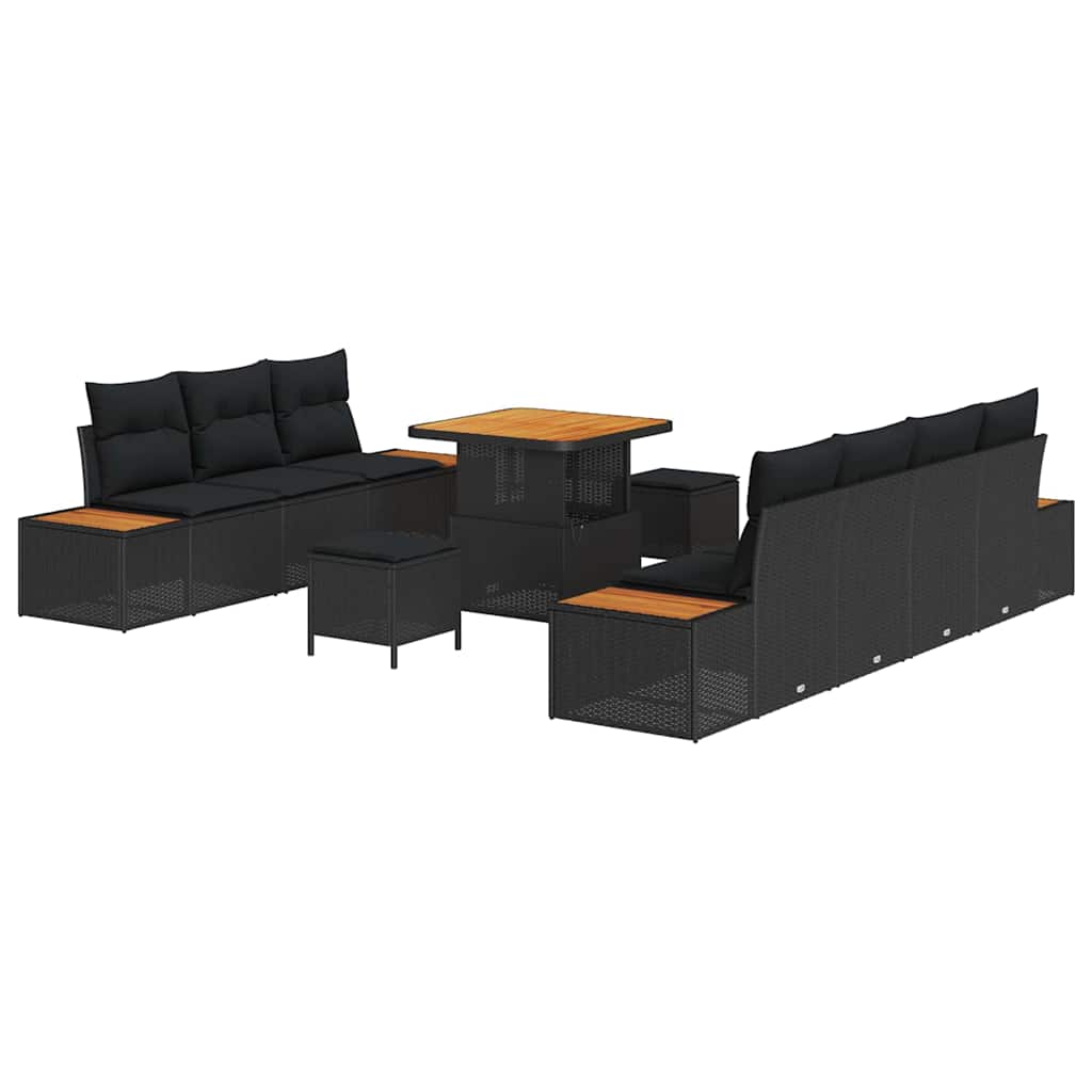 8721288449436_wbg-an-m_en_hd_4 vidaXL Garden Sofa Set with Cushion 10 pcs Black 80 x 80 x 71 cm - Image 2