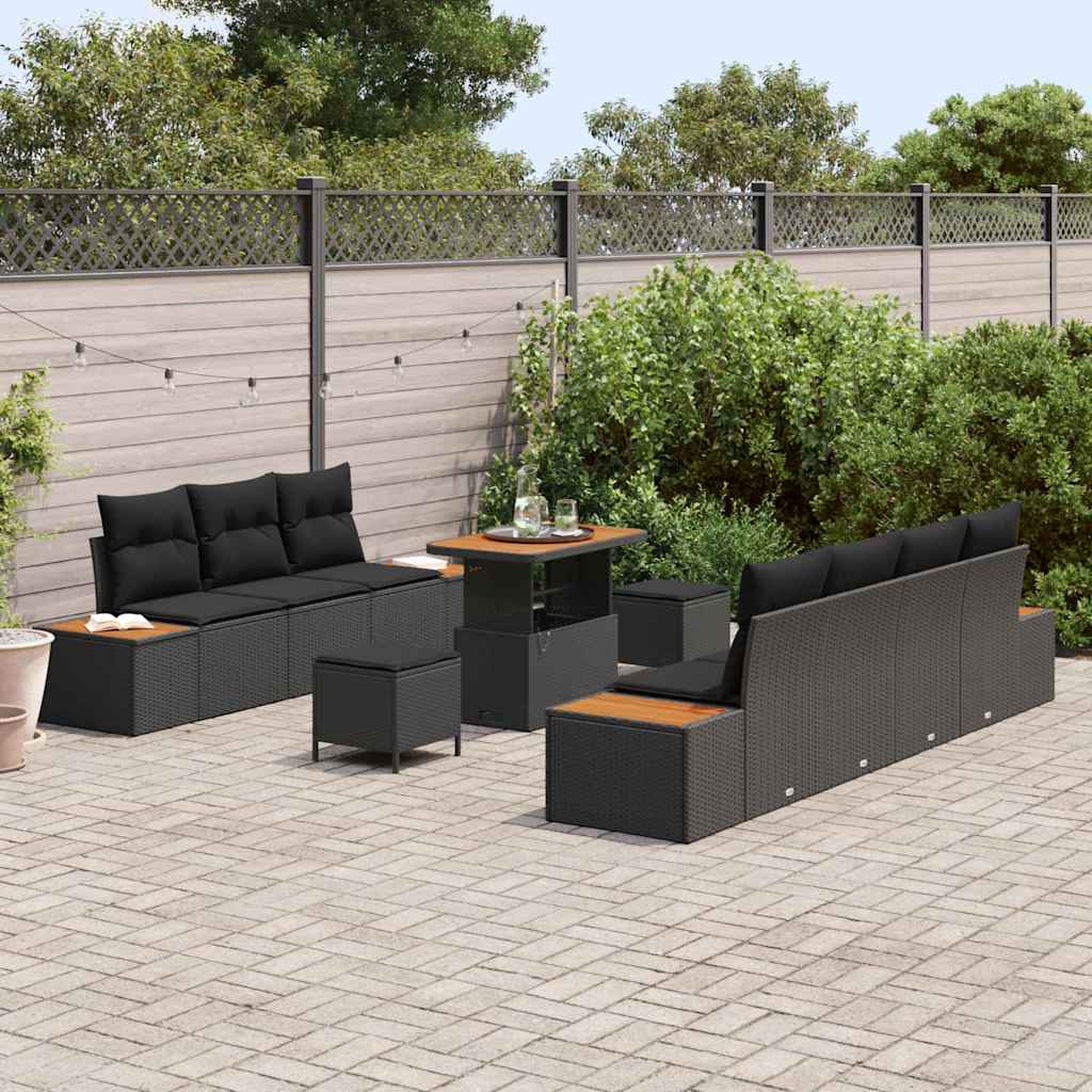 8721288449481_mo-im_en_hd_2 vidaXL Garden Sofa Set with Cushion 10 pcs Black 90 x 55 x 71 cm - Image 3