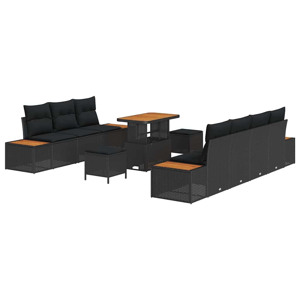 8721288449481_wbg-an-m_en_hd_4 vidaXL Garden Sofa Set with Cushion 10 pcs Black 90 x 55 x 71 cm - Image 2