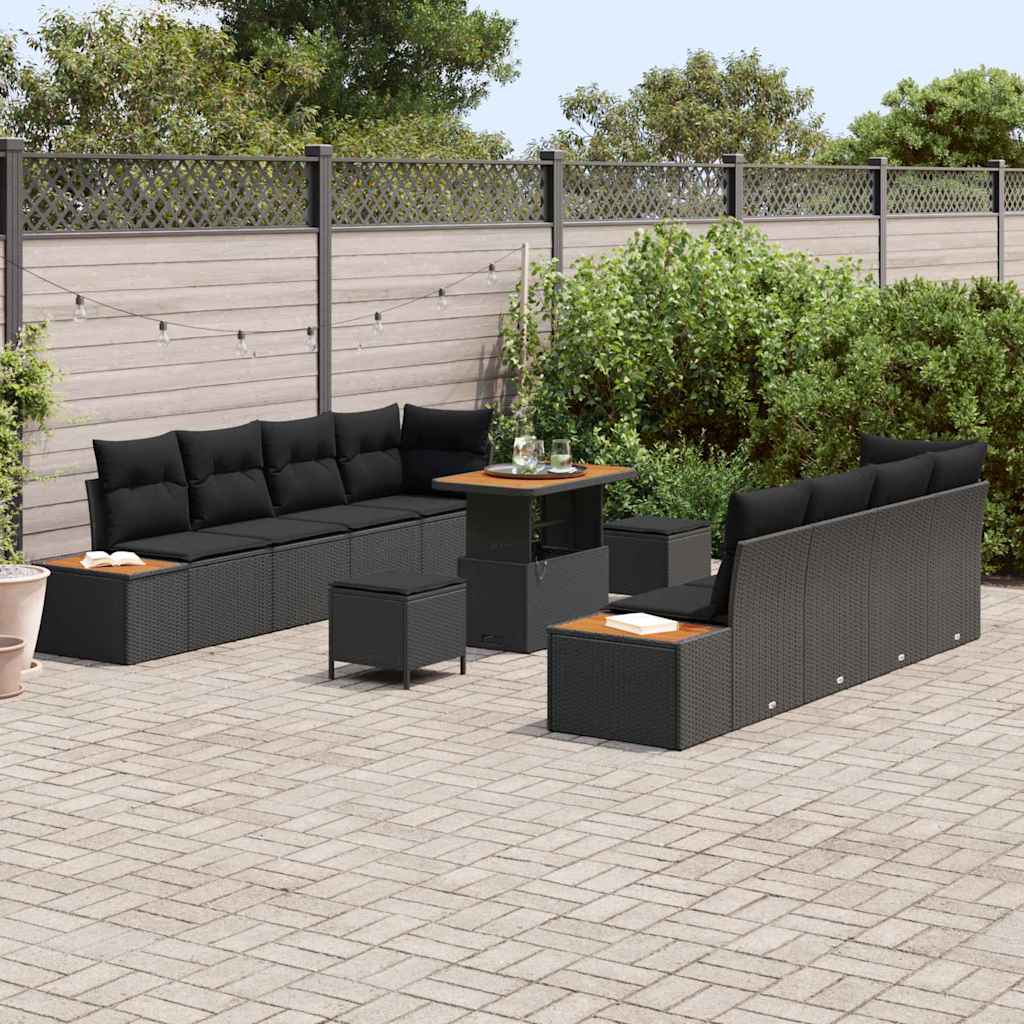 8721288449580_mo-im_en_hd_2 vidaXL Garden Sofa Set with Cushion 11 pcs Black 90 x 55 x 71 cm - Image 3