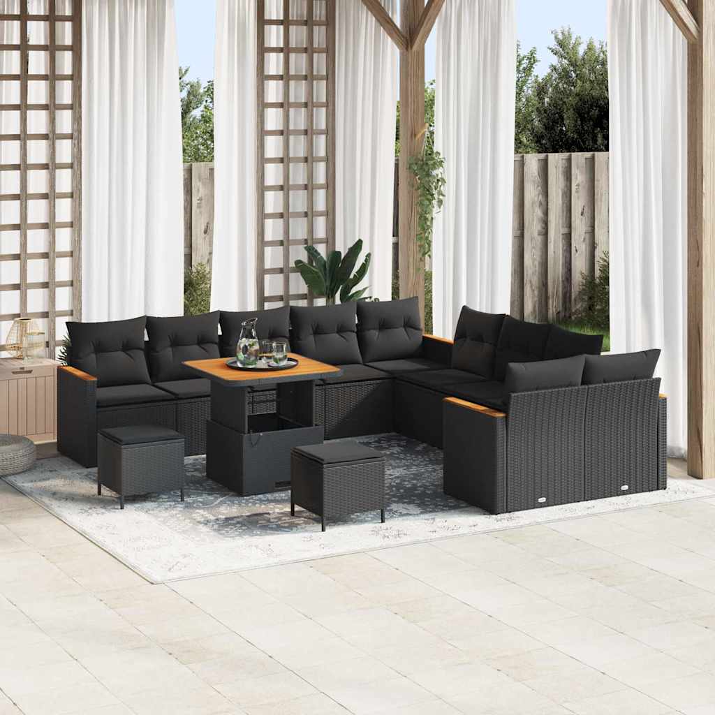 8721288451682_mo-im_en_hd_1 vidaXL Garden Sofa Set with Cushion 13 pcs Black Poly rattan - Image 1
