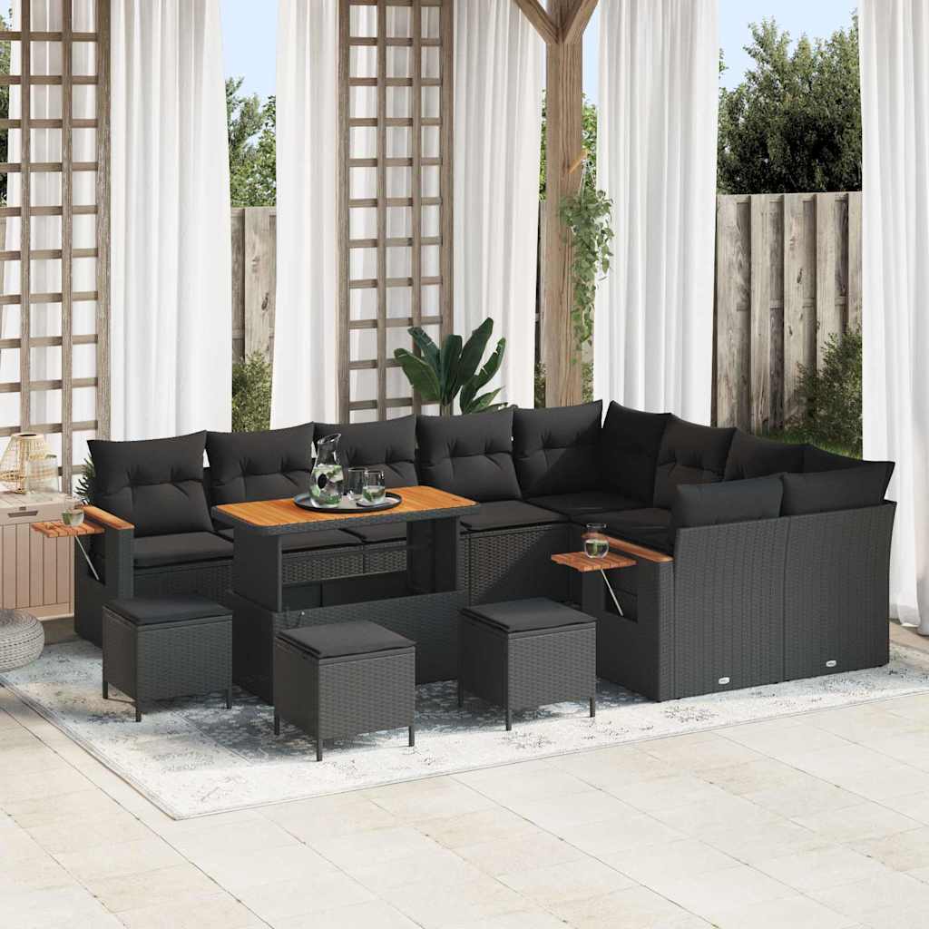 8721288452887_mo-im_en_hd_1 vidaXL Garden Sofa Set with Cushion 13 pcs Black Poly rattan - Image 1