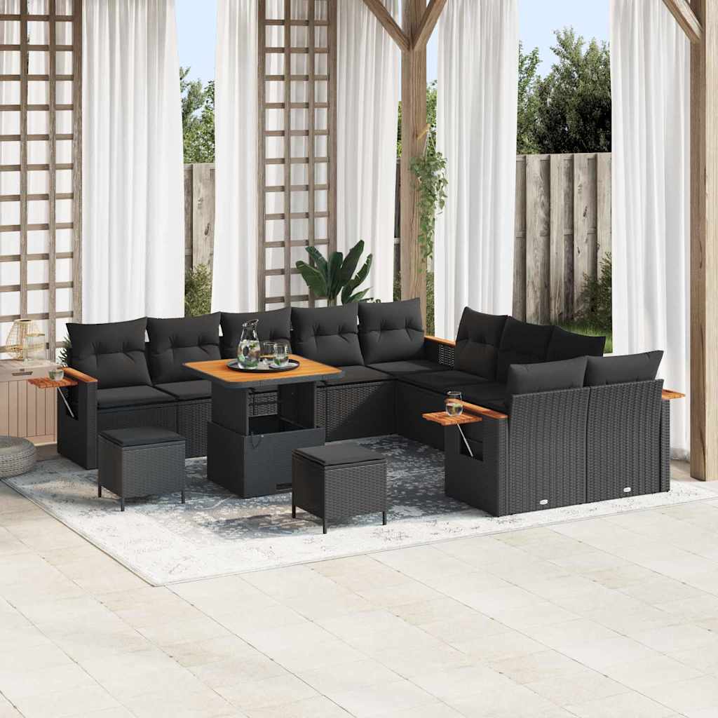 8721288452986_mo-im_en_hd_1 vidaXL Garden Sofa Set with Cushion 13 pcs Black Poly rattan - Image 1