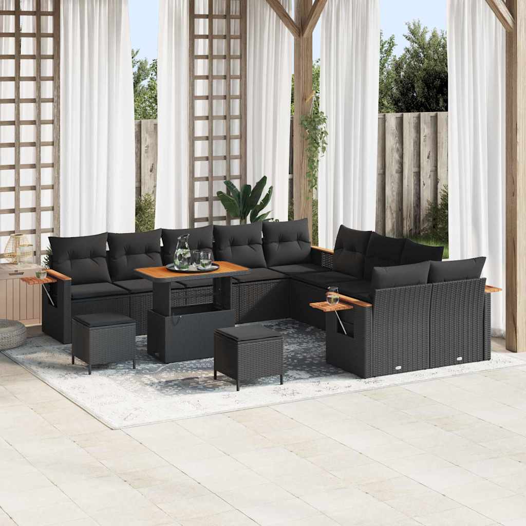 8721288453037_mo-im_en_hd_1 vidaXL Garden Sofa Set with Cushion 13 pcs Black Poly rattan - Image 1