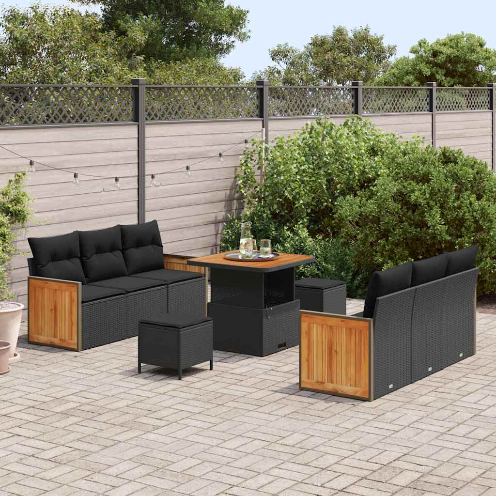 8721288453235_mo-im_en_hd_2 vidaXL Garden Sofa Set 9 pcs Black 80 x 80 x 71 cm Poly Rattan - Image 3