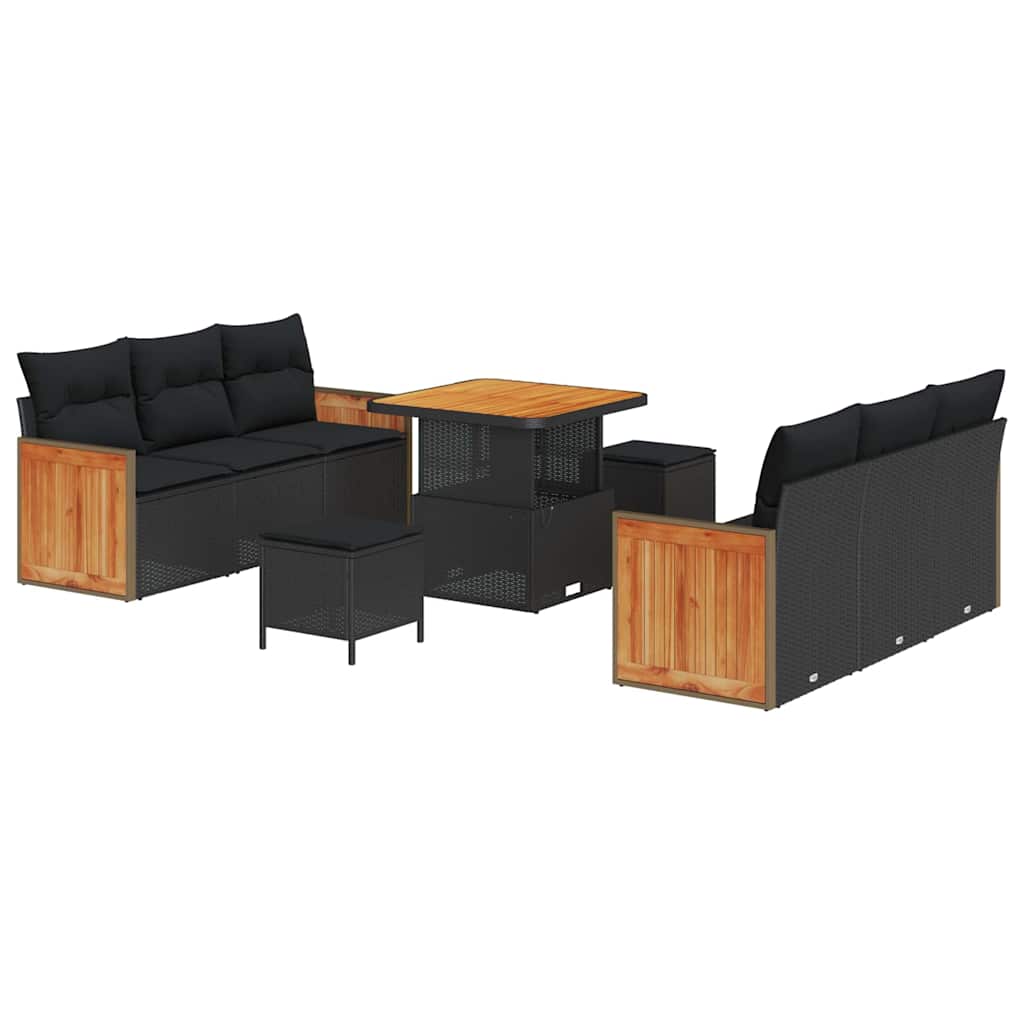8721288453235_wbg-an-m_en_hd_4 vidaXL Garden Sofa Set 9 pcs Black 80 x 80 x 71 cm Poly Rattan - Image 2