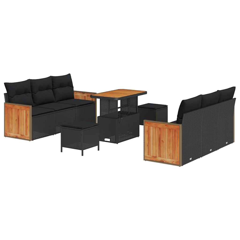 8721288453280_wbg-an-m_en_hd_4 vidaXL Garden Sofa Set 9 pcs Black 90 x 55 x 71 cm Poly Rattan - Image 2