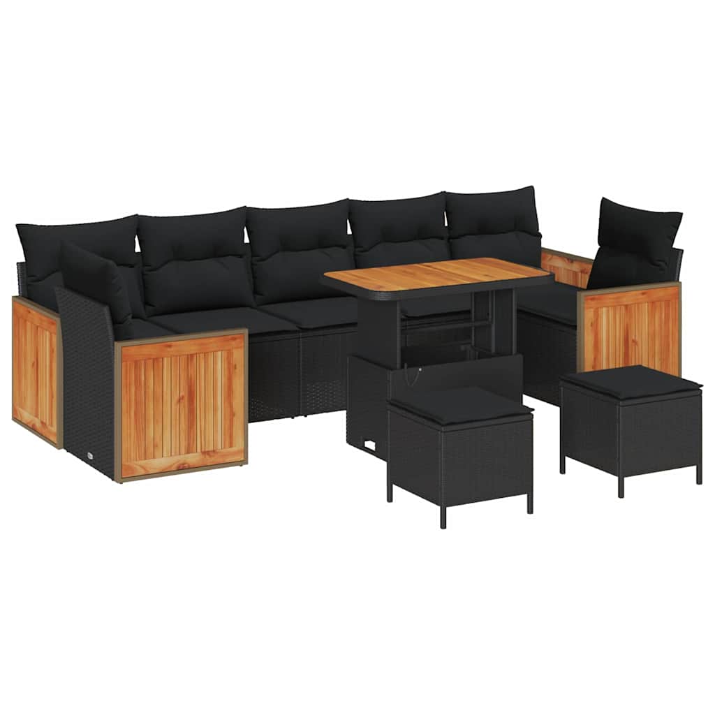 8721288453587_wbg-an-m_en_hd_4 vidaXL Garden Sofa Set 10 pcs Black 90 x 55 x 71 cm Poly Rattan - Image 2