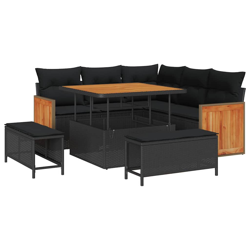8721288453631_wbg-an-m_en_hd_5 vidaXL Garden Sofa Set 8 pcs Black and Brown 100 x 100 x 71 cm - Image 2