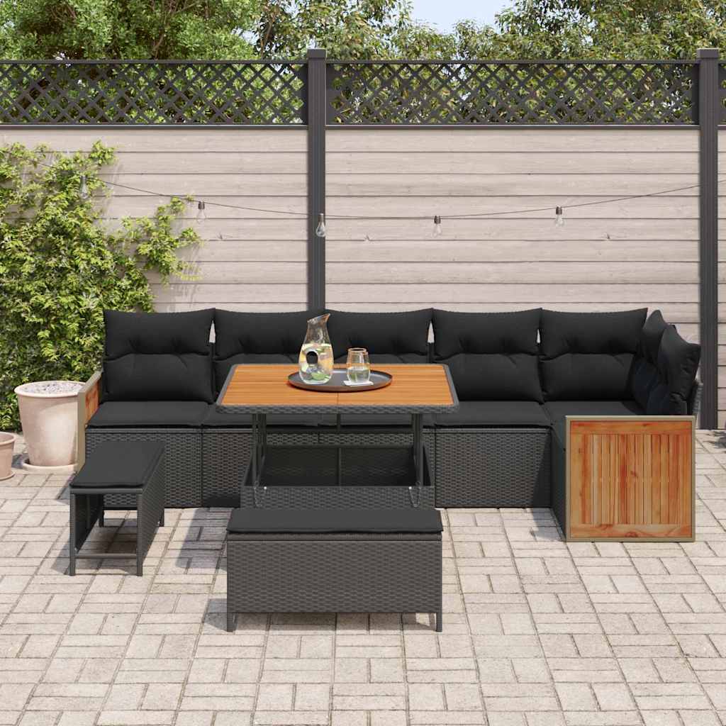 8721288453839_mo-im_en_hd_2 vidaXL Garden Sofa Set 9 pcs Black and Brown 100 x 100 x 71 cm - Image 3