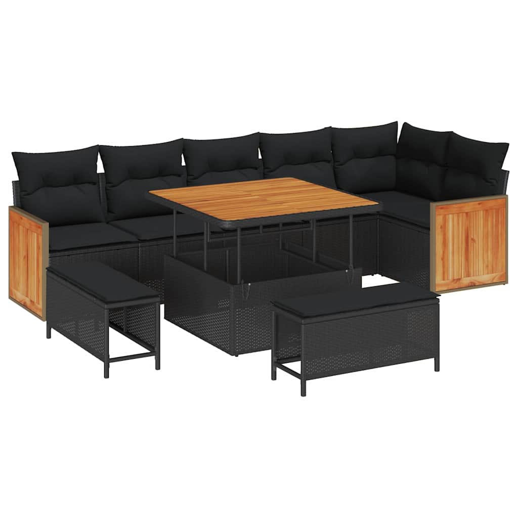 8721288453839_wbg-an-m_en_hd_5 vidaXL Garden Sofa Set 9 pcs Black and Brown 100 x 100 x 71 cm - Image 2