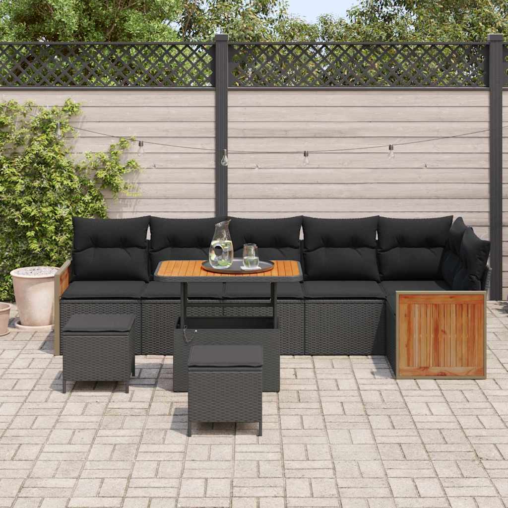 8721288453938_mo-im_en_hd_2 vidaXL Garden Sofa Set 9 pcs Black and Brown 90 x 55 x 71 cm - Image 3