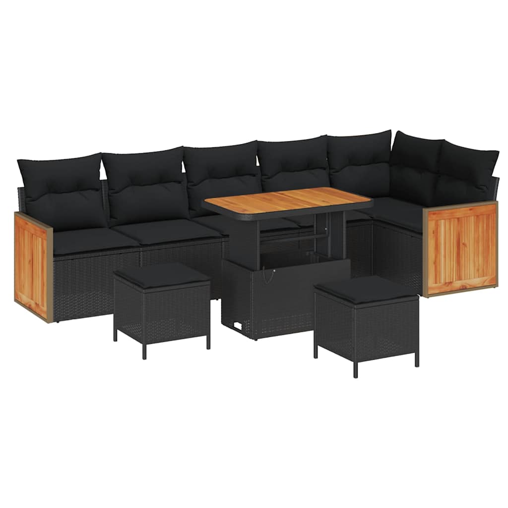 8721288453938_wbg-an-m_en_hd_5 vidaXL Garden Sofa Set 9 pcs Black and Brown 90 x 55 x 71 cm - Image 2