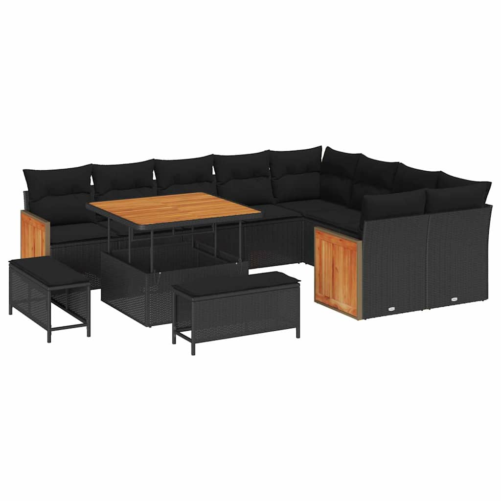 8721288454034_wbg-an-m_en_hd_5 vidaXL Garden Sofa Set 12 pcs Black 100 x 100 x 71 cm Poly Rattan - Image 2