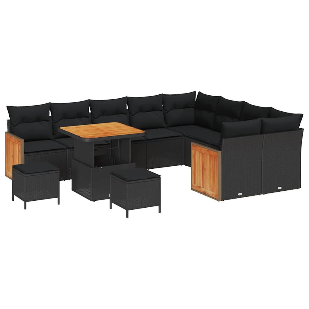 8721288454089_wbg-an-m_en_hd_5 vidaXL Garden Sofa Set 12 pcs Black 80 x 80 x 71 cm Poly Rattan - Image 2