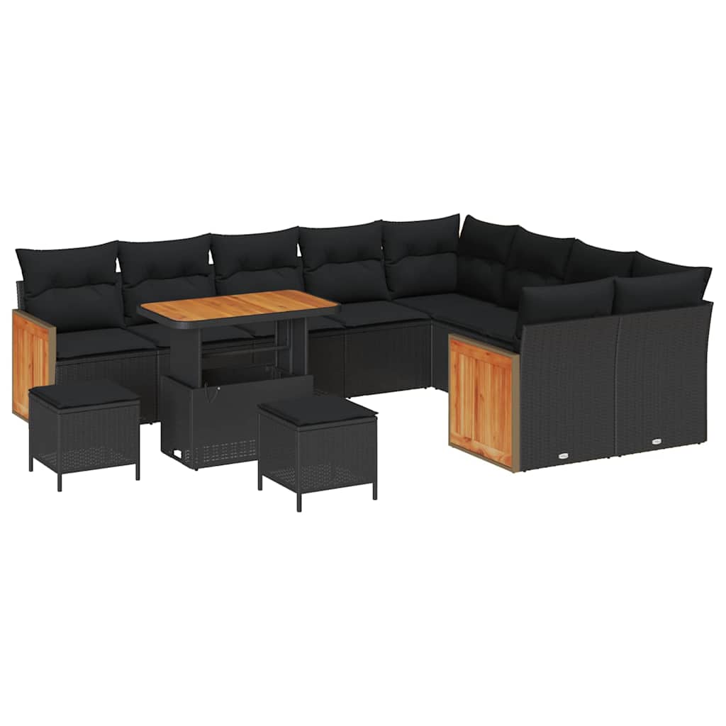 8721288454133_wbg-an-m_en_hd_5 vidaXL Garden Sofa Set 12 pcs Black 90 x 55 x 71 cm Poly Rattan - Image 2