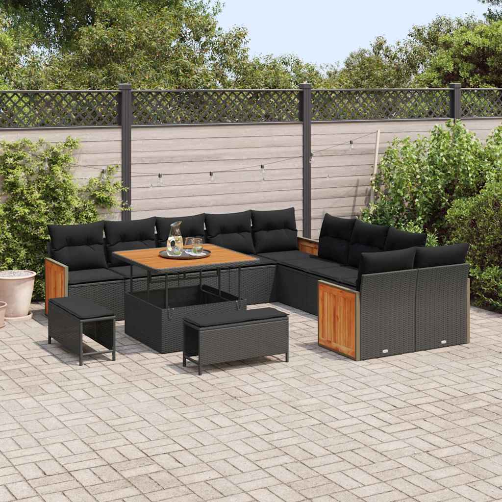 8721288454232_mo-im_en_hd_2 vidaXL Garden Sofa Set 13 pcs Black 100 x 100 x 71 cm Poly Rattan - Image 3