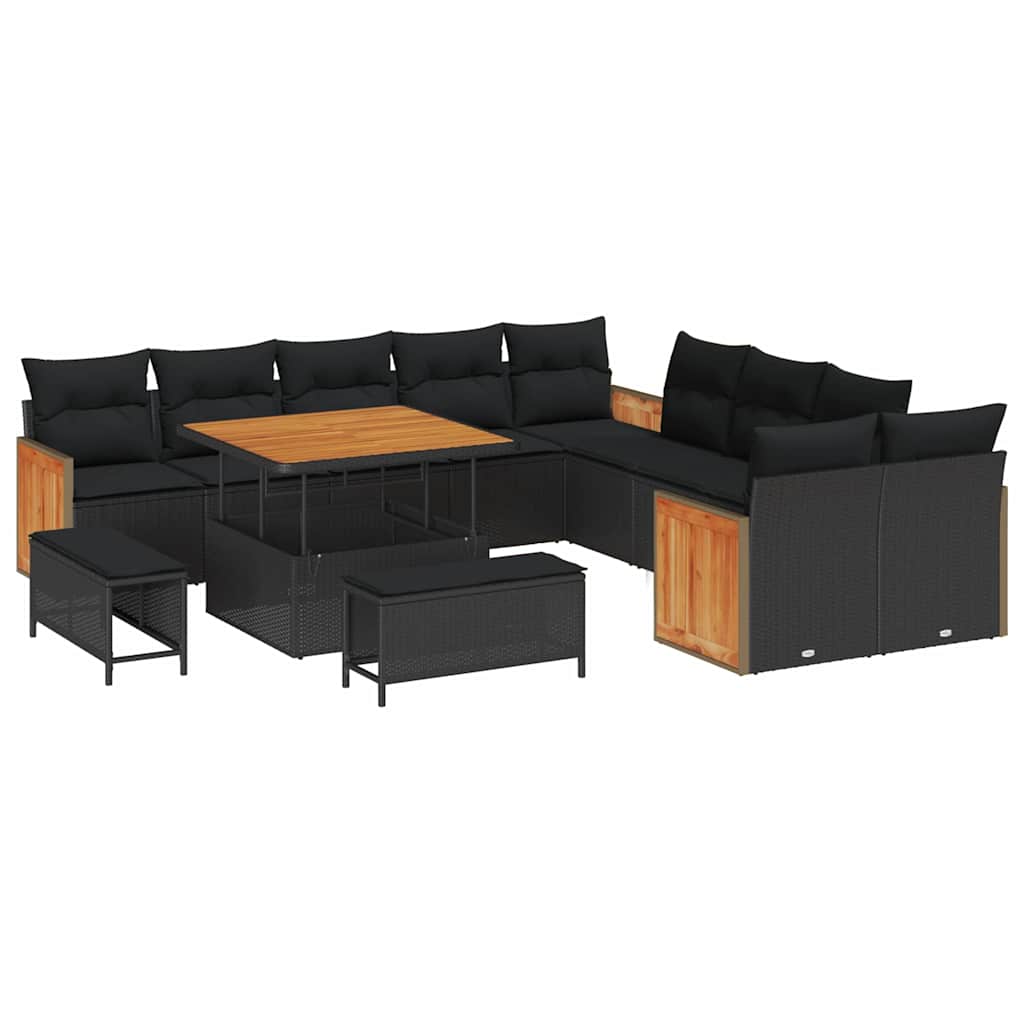 8721288454232_wbg-an-m_en_hd_4 vidaXL Garden Sofa Set 13 pcs Black 100 x 100 x 71 cm Poly Rattan - Image 2