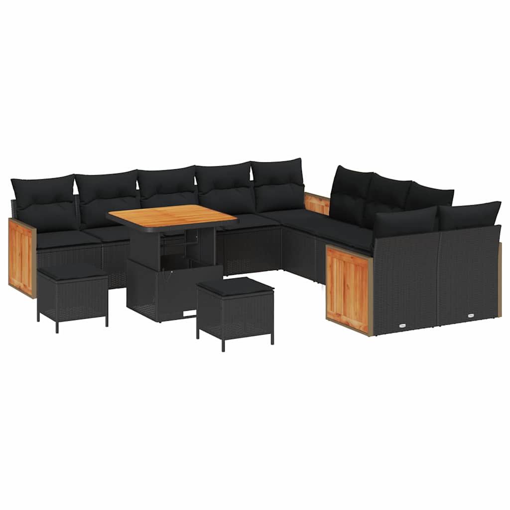 8721288454287_wbg-an-m_en_hd_4 vidaXL Garden Sofa Set 13 pcs Black 80 x 80 x 71 cm Poly Rattan - Image 2