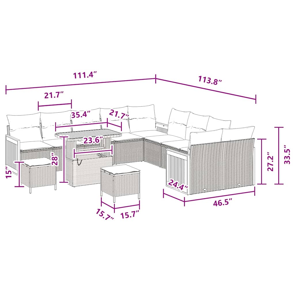 8721288454331_wbg-siz_en_hd_1 vidaXL Garden Sofa Set 13 pcs Black 90 x 55 x 71 cm Poly Rattan - Image 12