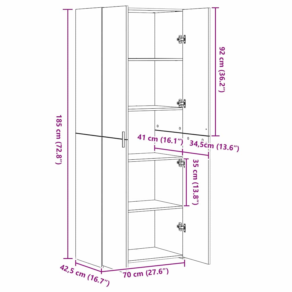 8721288457080_wbg-siz_en_hd_1 vidaXL Highboard Artisan oak 70 x 42.5 x 185 cm Engineered wood - Image 12