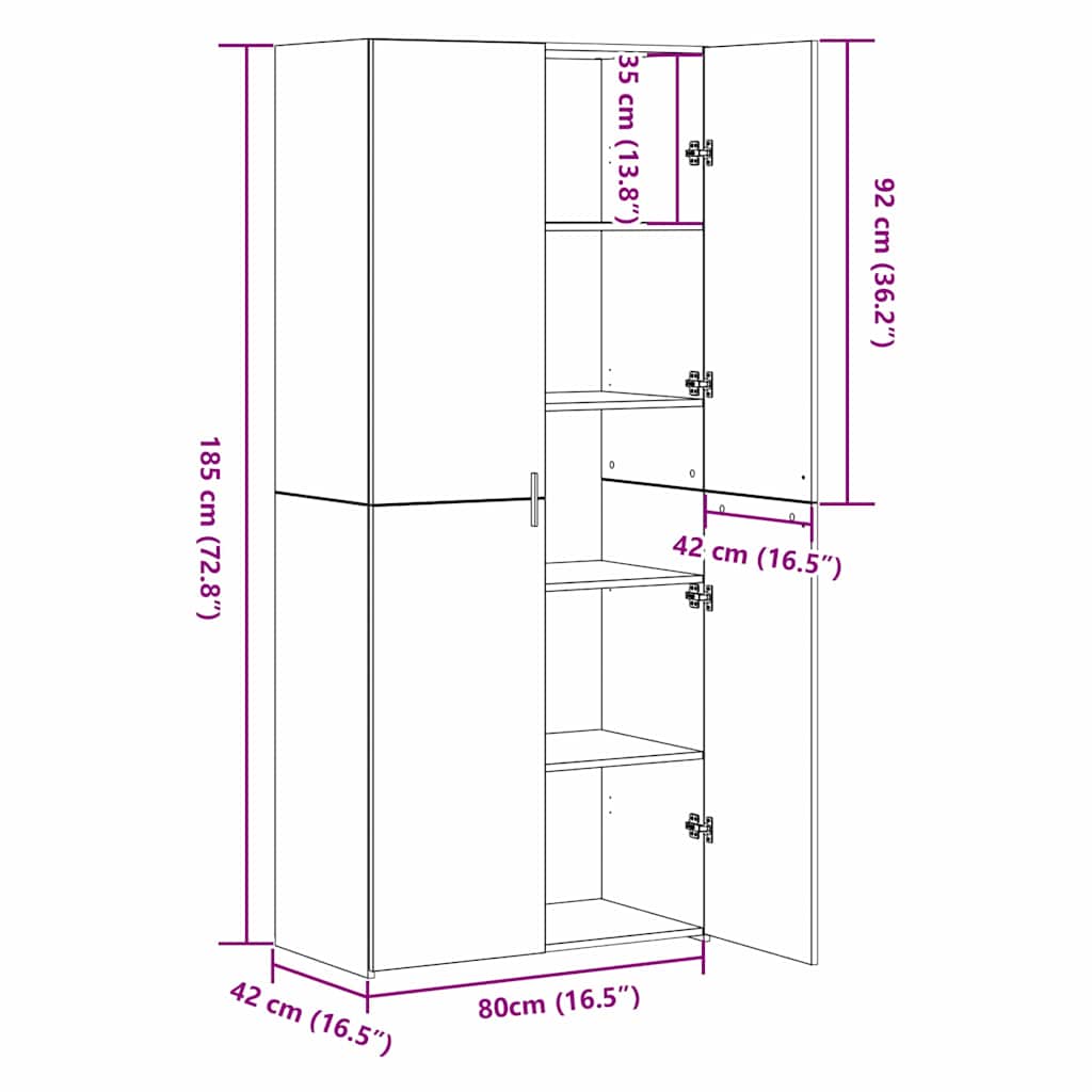 8721288457141_wbg-siz_en_hd_1 vidaXL Highboard Artisan oak 40 x 42.5 x 185 cm Engineered wood - Image 13