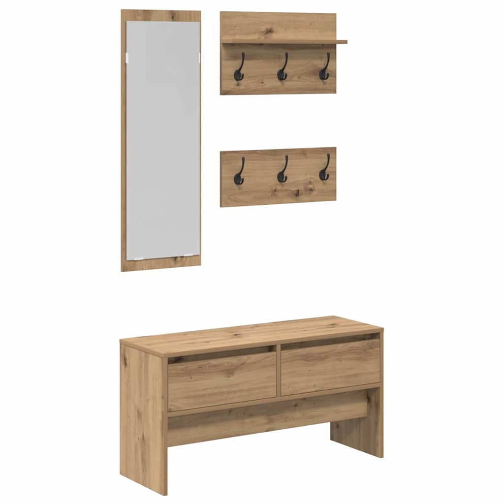 8721288519795_wbg-an-m_en_hd_6 vidaXL Hallway Furniture Set 4 pcs Black oak 90 x 31 x 46.5 cm - Image 2