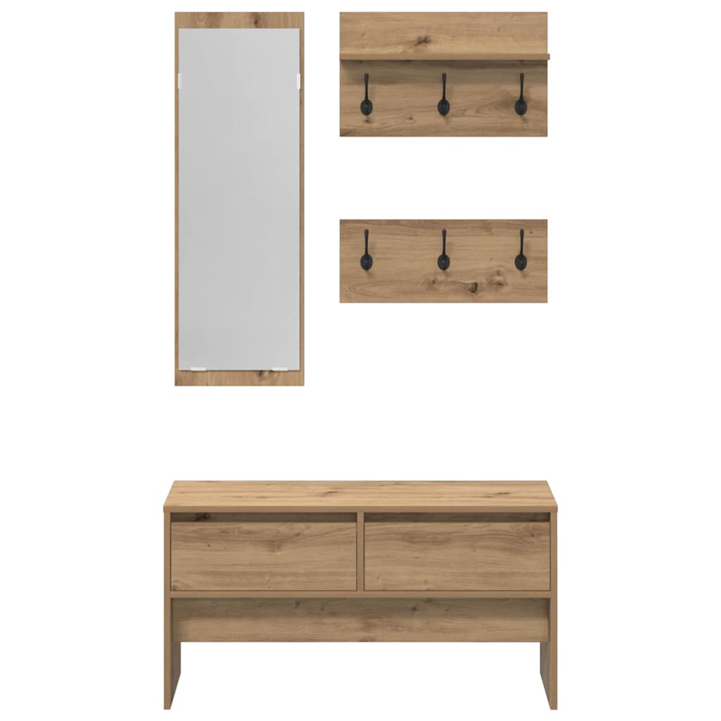 8721288519795_wbg-fr_en_hd_8 vidaXL Hallway Furniture Set 4 pcs Black oak 90 x 31 x 46.5 cm - Image 10