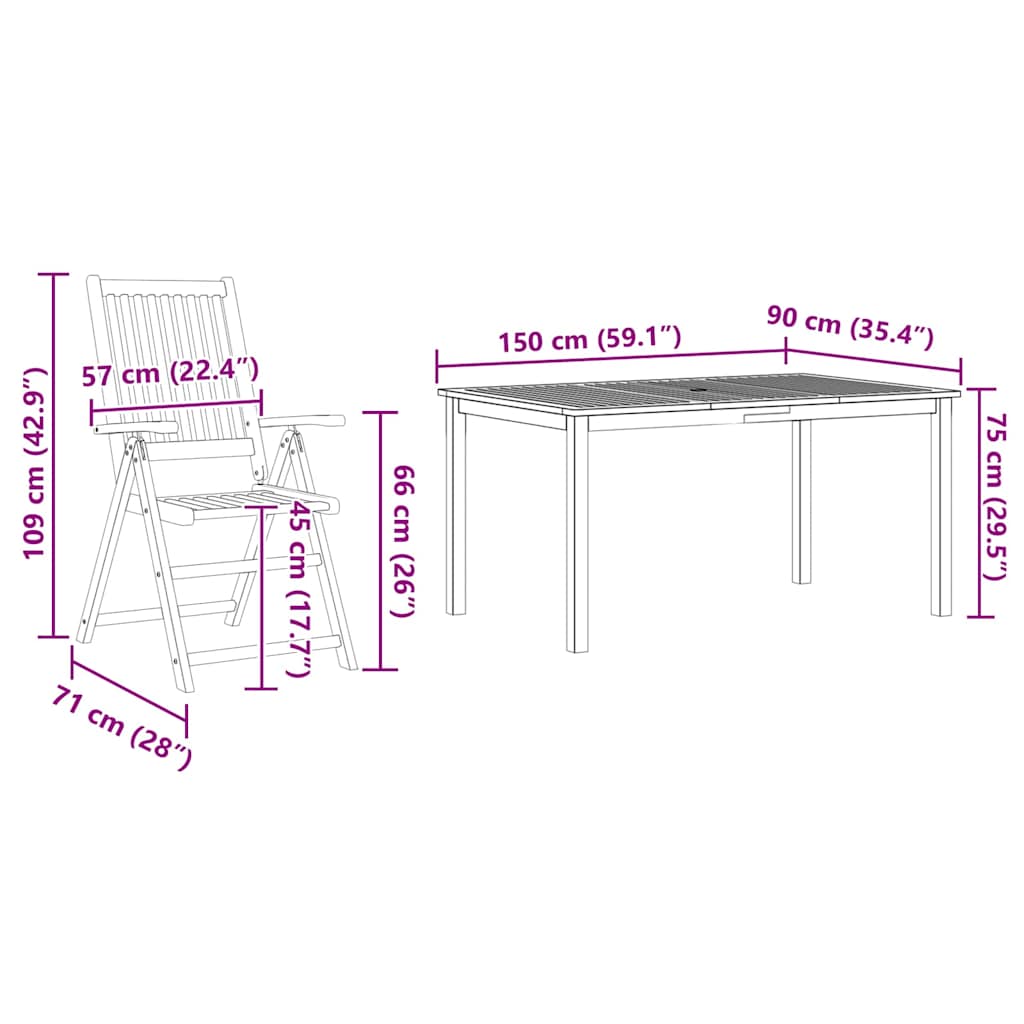 8721288595355_wbg-siz_en_hd_1 vidaXL Garden Dining Set Folding 7 pcs Brown Solid acacia wood - Image 13