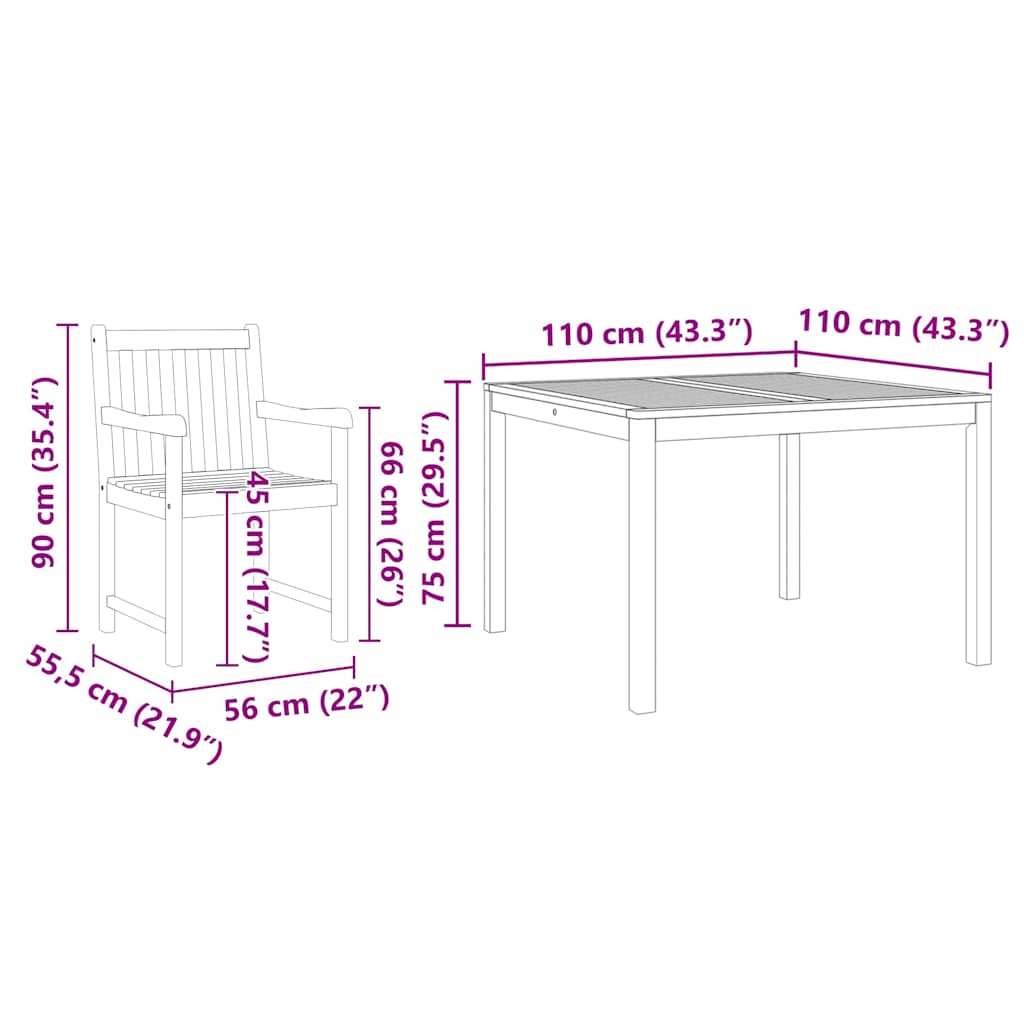 8721288595607_wbg-siz_en_hd_1 vidaXL Garden Dining Set 3 pcs Brown Solid Acacia wood - Image 12