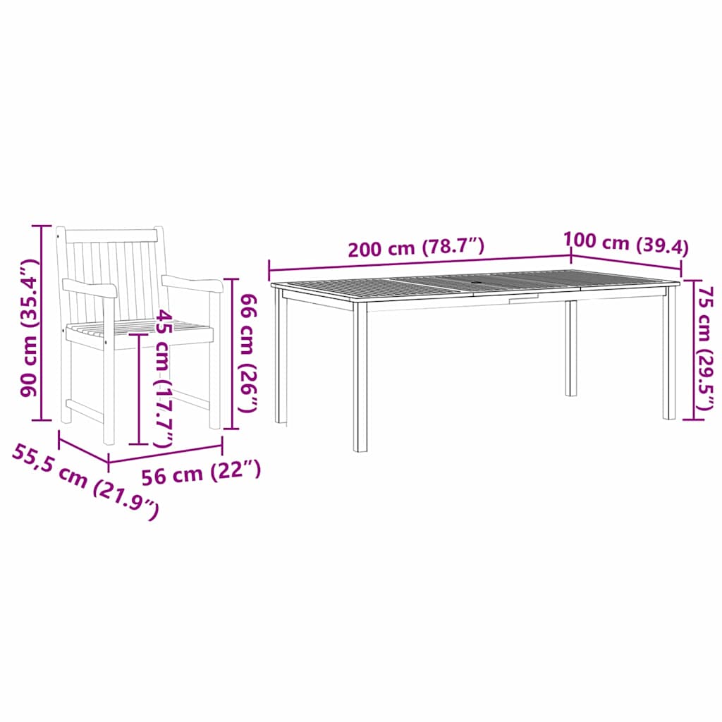8721288595621_wbg-siz_en_hd_1 vidaXL Garden Dining Set 7 pcs Brown Solid acacia wood - Image 12
