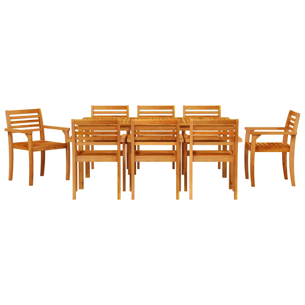 8721288595898_wbg-fr_en_hd_4 vidaXL Garden Dining Set 9 pcs Brown Solid acacia wood - Image 7