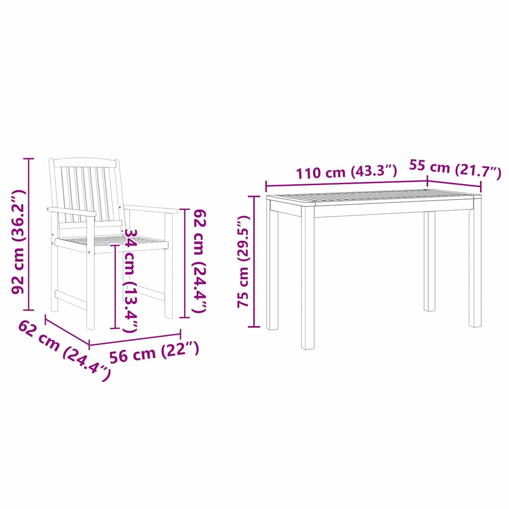 8721288595904_wbg-siz_en_hd_1 vidaXL Garden Dining Set 3 pcs Brown Solid Acacia wood - Image 12