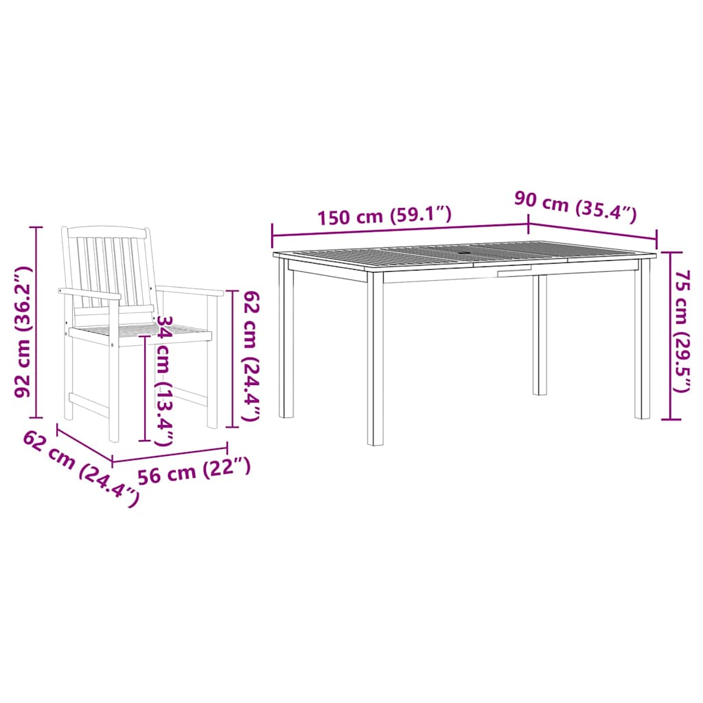 8721288595928_wbg-siz_en_hd_1 vidaXL Garden Dining Set 5 pcs Brown Solid acacia wood - Image 12