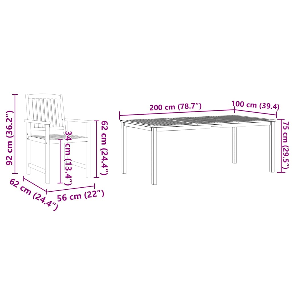 8721288595942_wbg-siz_en_hd_1 vidaXL Garden Dining Set 7 pcs Brown Solid acacia wood - Image 12