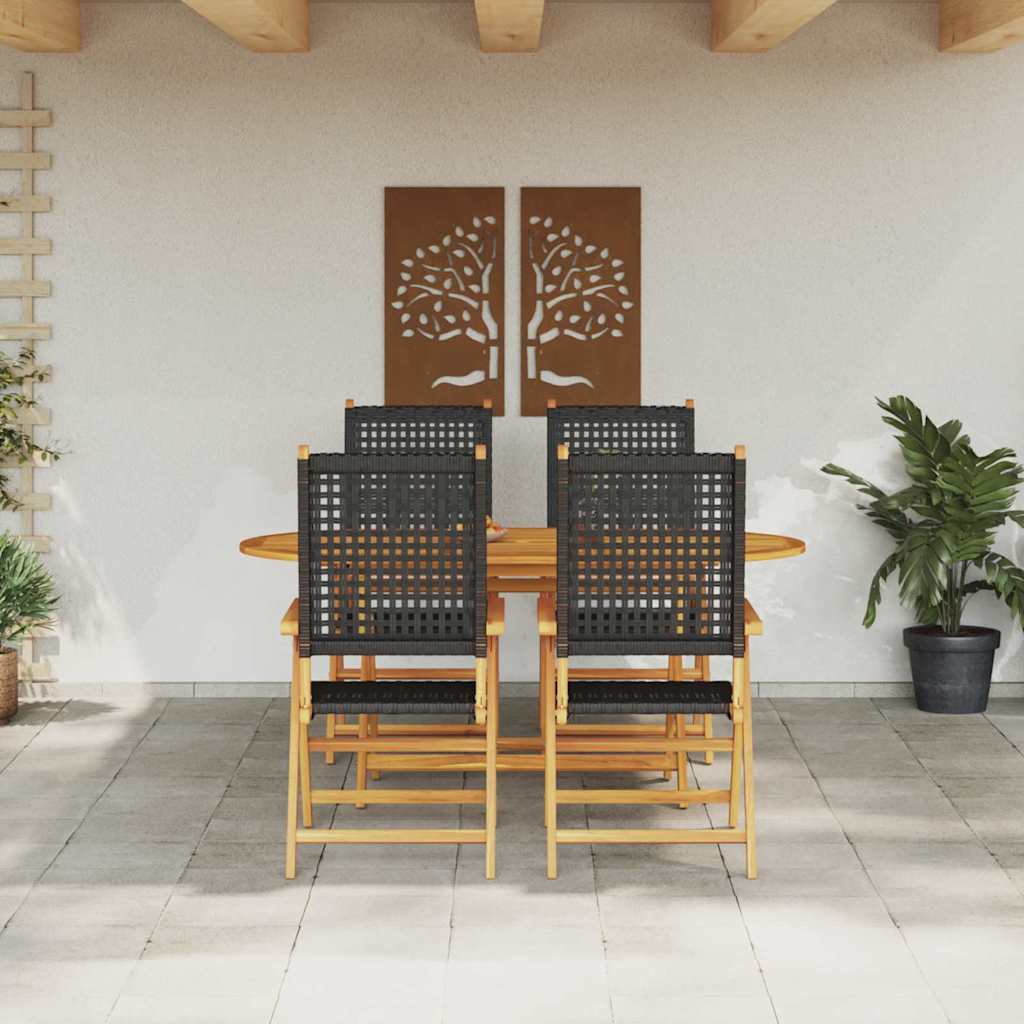 8721288596444_mo-im_en_hd_2 vidaXL Garden Dining Set 5 pcs Black Solid acacia wood and poly rattan - Image 4